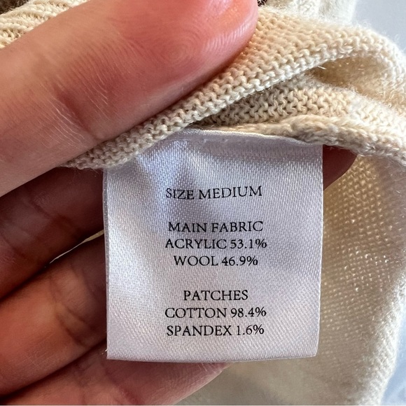 Elbow Patch Sweater Women's Victorian Romantic Long Cream Button-Up Cardigan M - Picture 7 of 12